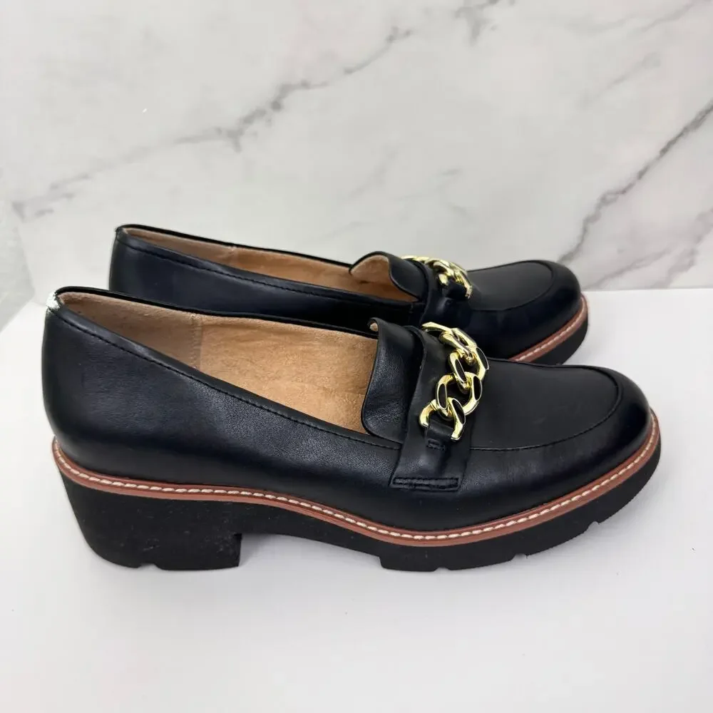 Naturalizer Womens Desi Loafer Shoe Size 9.5 Cushioned Leather Lug Black